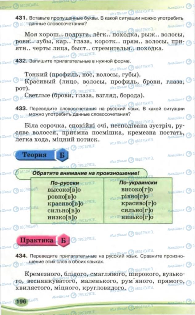 Підручники Російська мова 5 клас сторінка 196