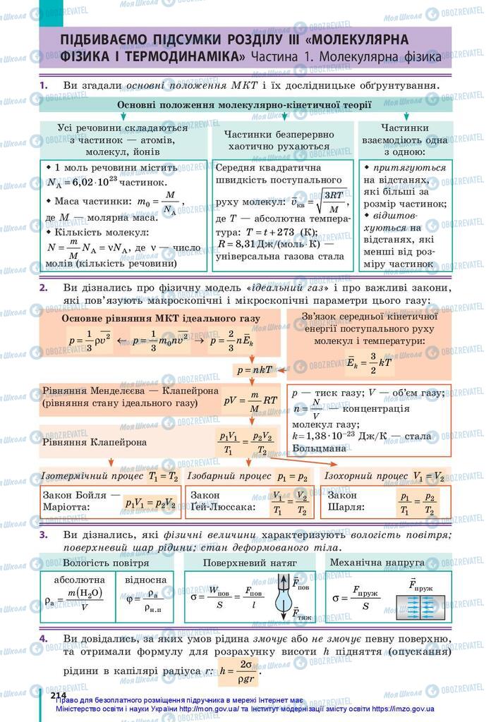 Підручники Фізика 10 клас сторінка  214