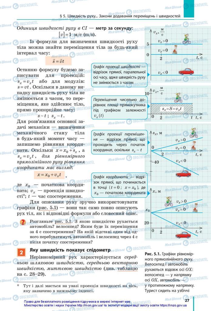Підручники Фізика 10 клас сторінка 27