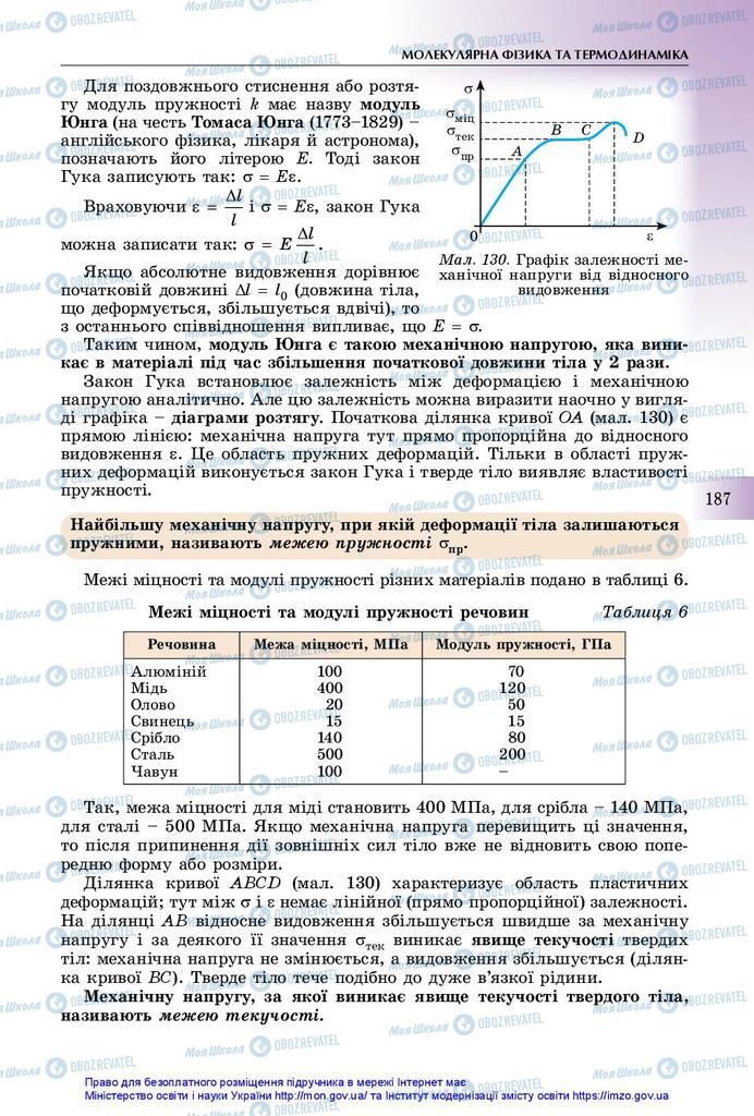 Підручники Фізика 10 клас сторінка 187