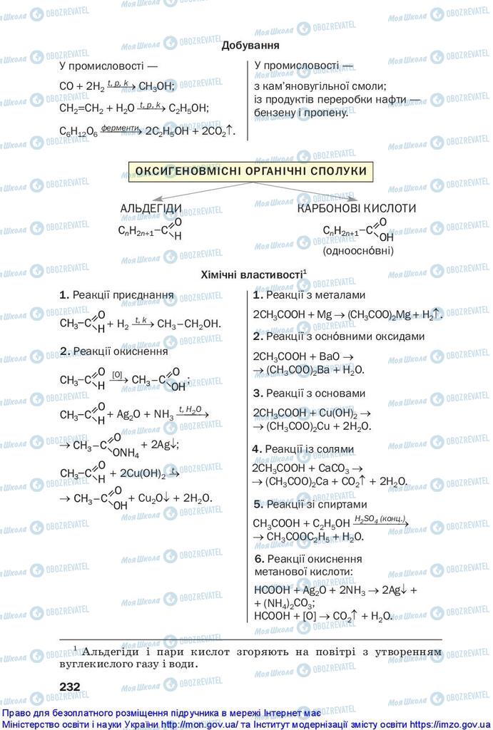 Підручники Хімія 10 клас сторінка 232