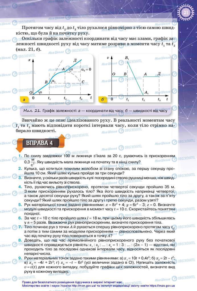 Підручники Фізика 10 клас сторінка 21