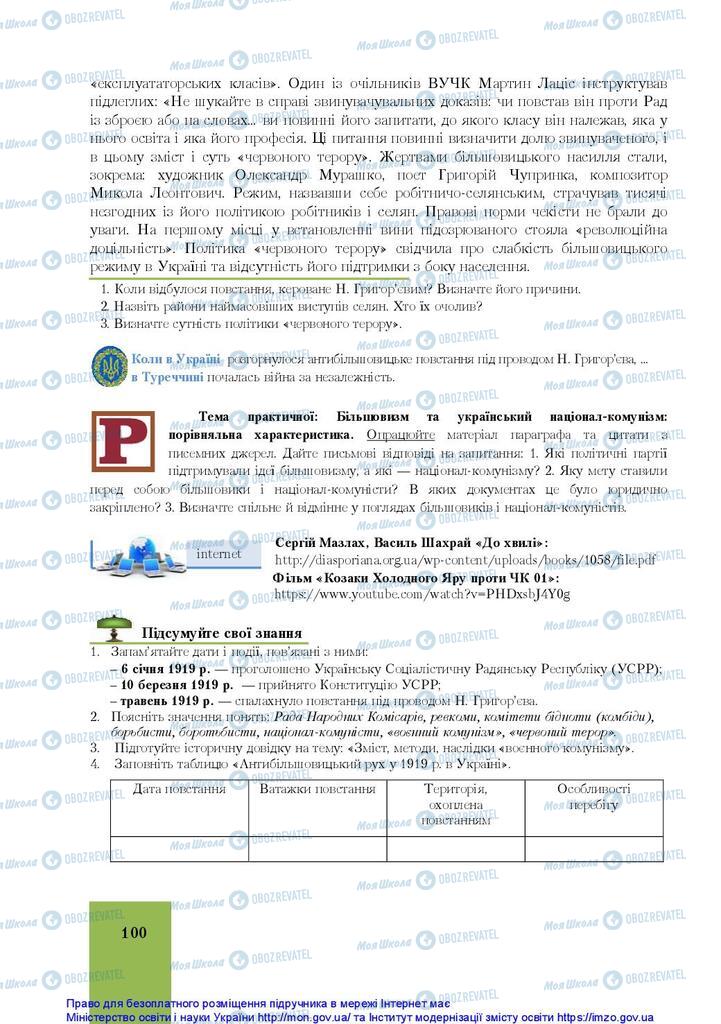 Підручники Історія України 10 клас сторінка 100