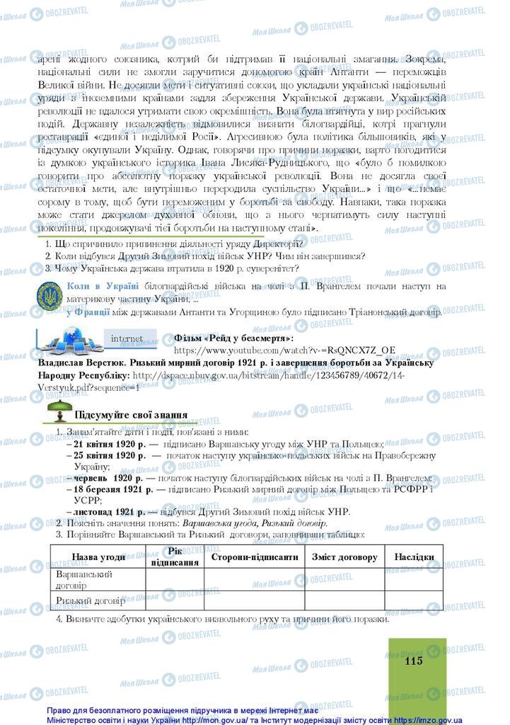 Учебники История Украины 10 класс страница 115