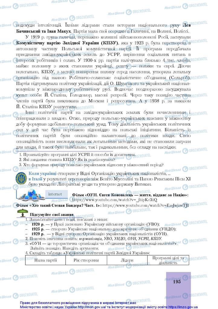 Підручники Історія України 10 клас сторінка 195