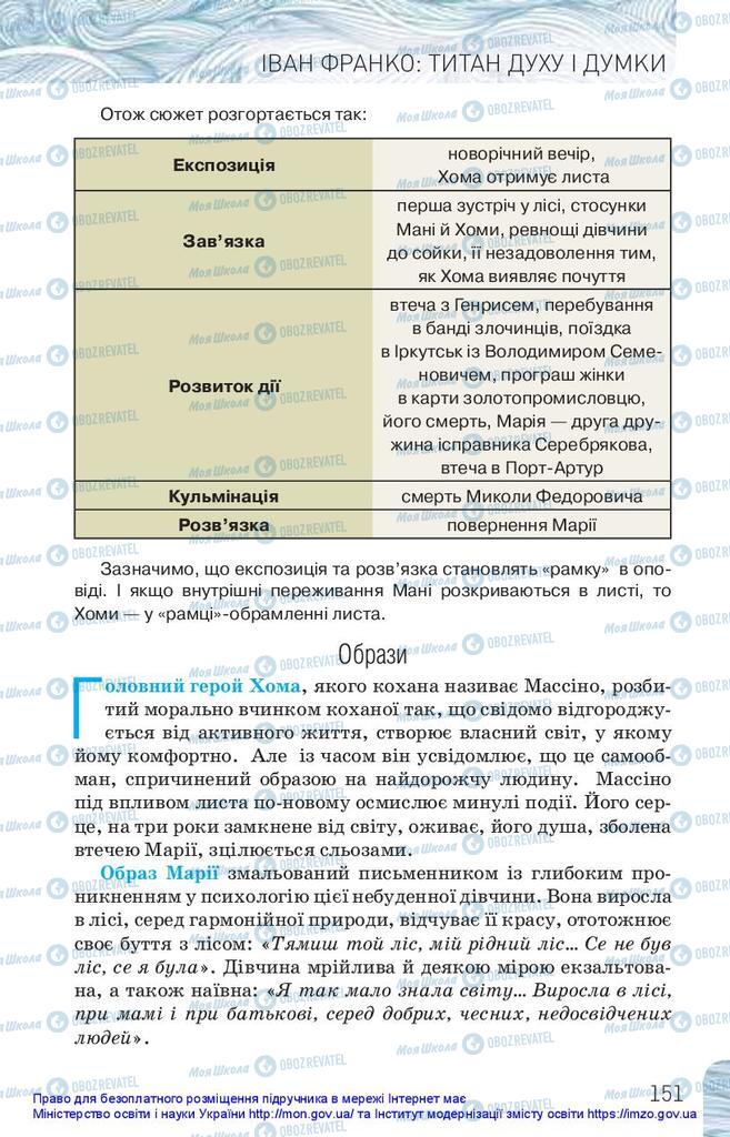 Підручники Українська література 10 клас сторінка 151