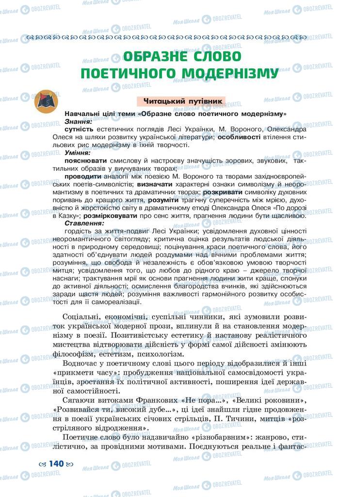 Підручники Українська література 10 клас сторінка  140