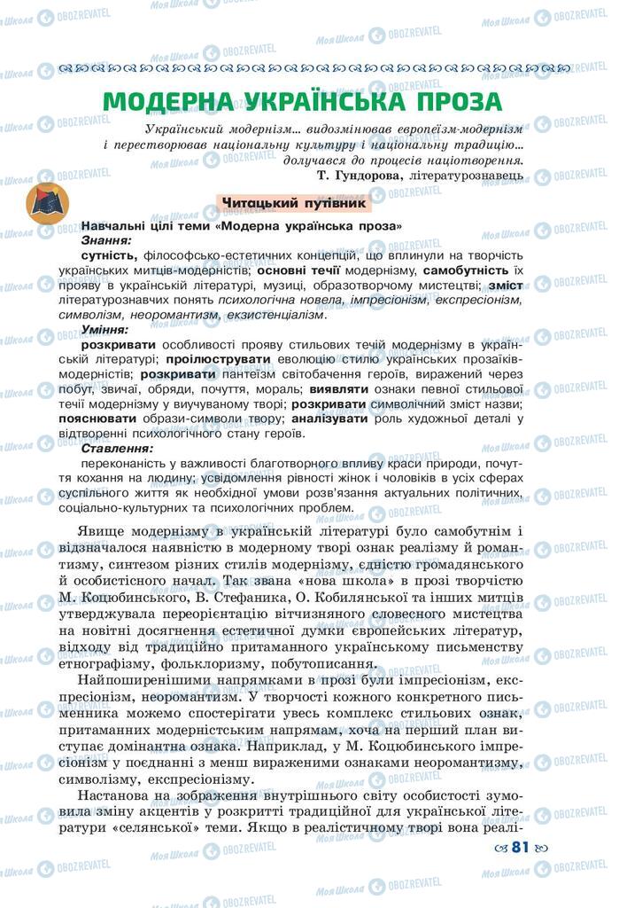 Підручники Українська література 10 клас сторінка  81