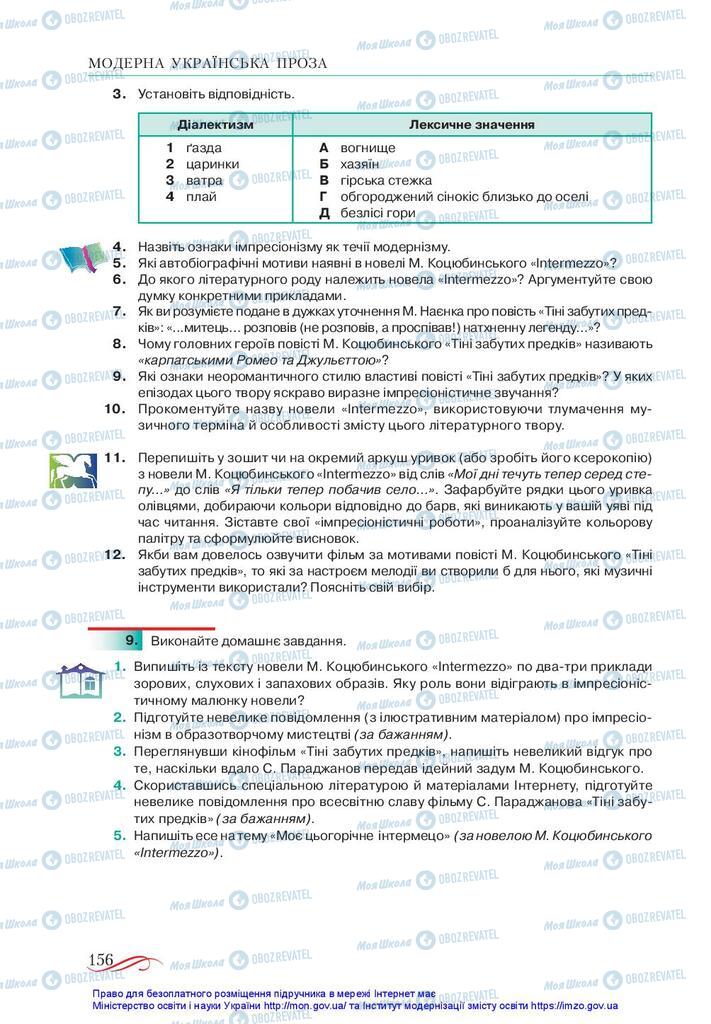 Підручники Українська література 10 клас сторінка 156