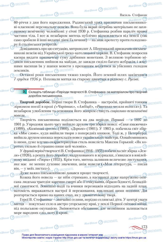 Підручники Українська література 10 клас сторінка 173