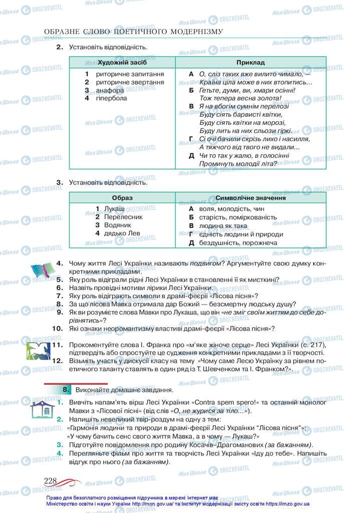 Учебники Укр лит 10 класс страница 228