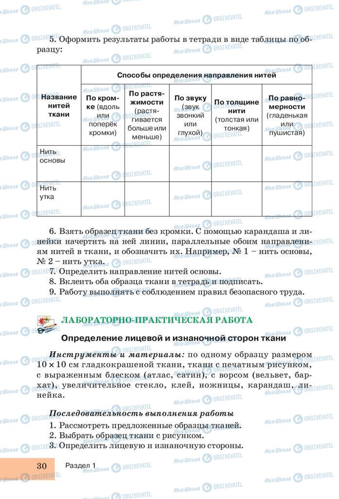 Підручники Трудове навчання 5 клас сторінка 30