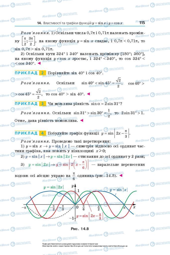 Підручники Алгебра 10 клас сторінка 115