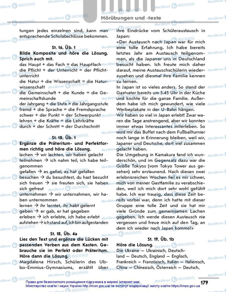Підручники Німецька мова 10 клас сторінка 179