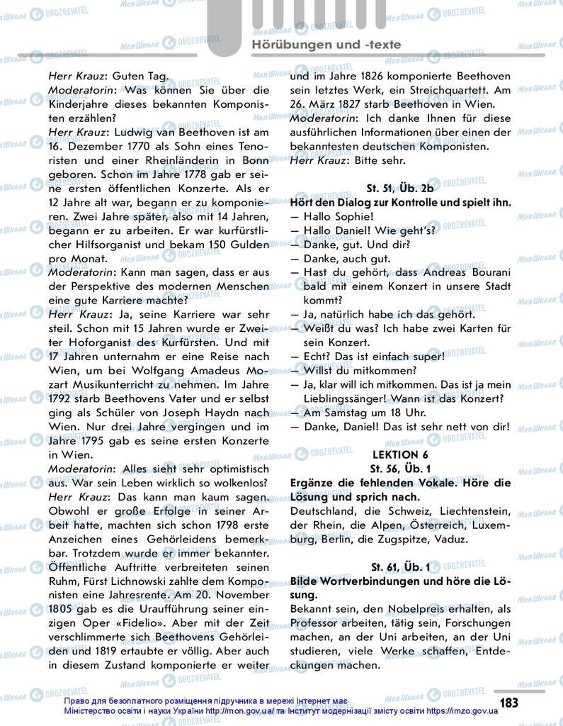 Підручники Німецька мова 10 клас сторінка 183
