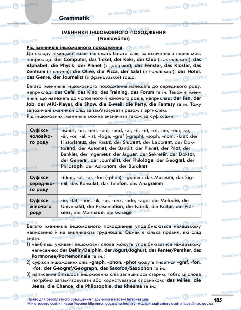 Підручники Німецька мова 10 клас сторінка  185