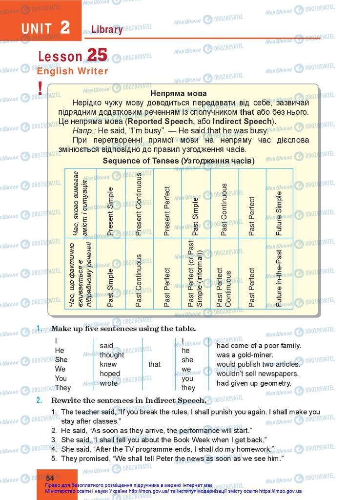 Підручники Англійська мова 10 клас сторінка 54