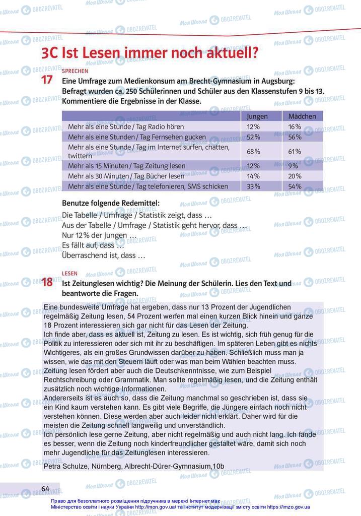 Підручники Німецька мова 10 клас сторінка 64