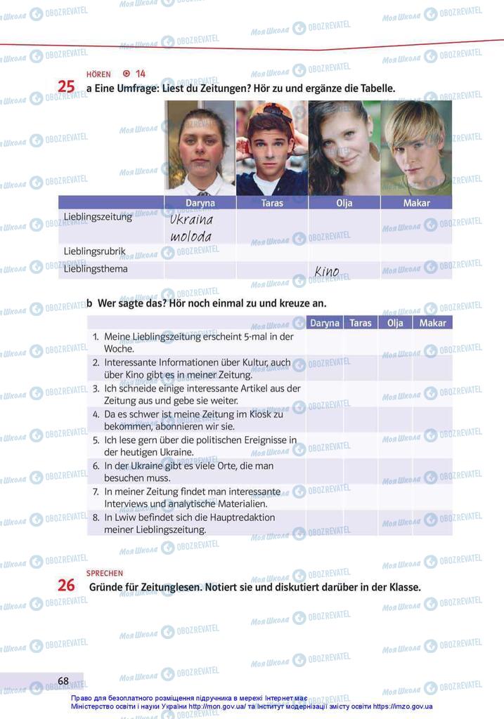 Підручники Німецька мова 10 клас сторінка 68