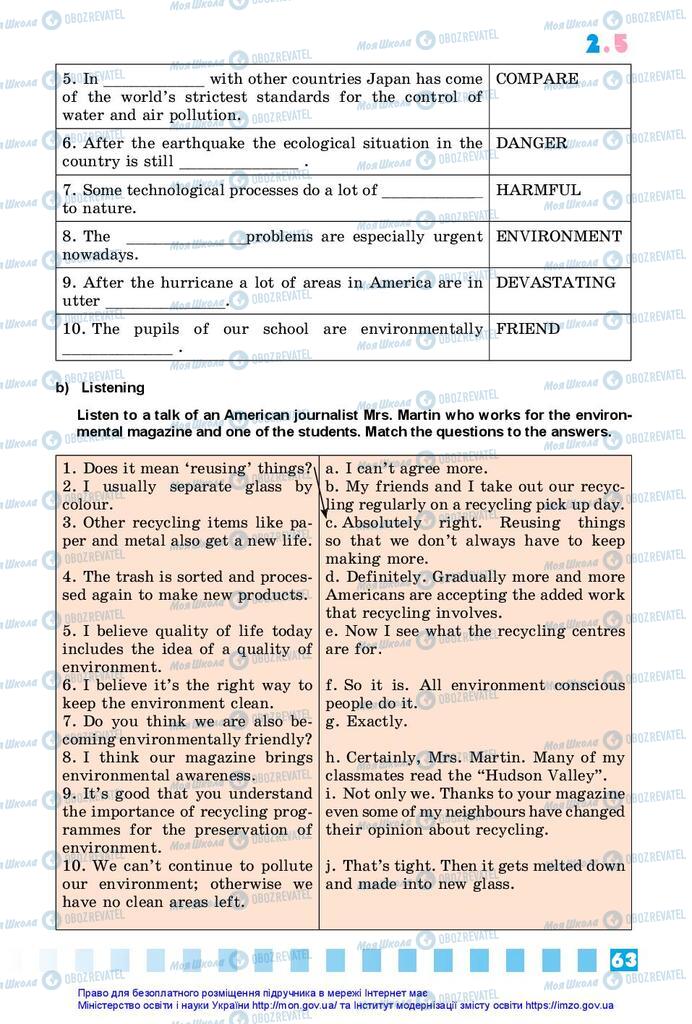Підручники Англійська мова 10 клас сторінка 63