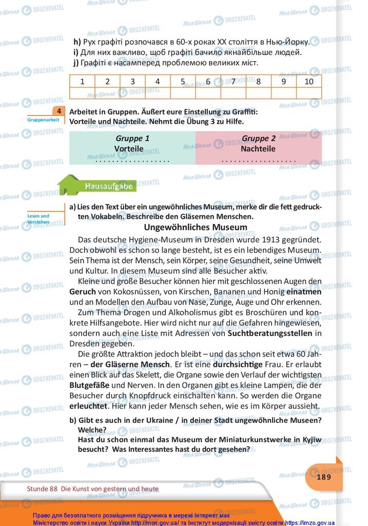 Підручники Німецька мова 10 клас сторінка 189