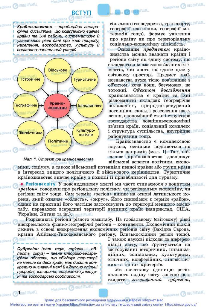 Підручники Географія 10 клас сторінка  4