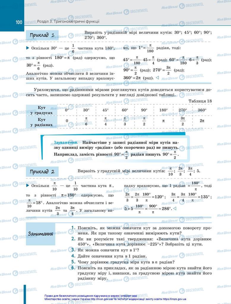Підручники Алгебра 10 клас сторінка 100