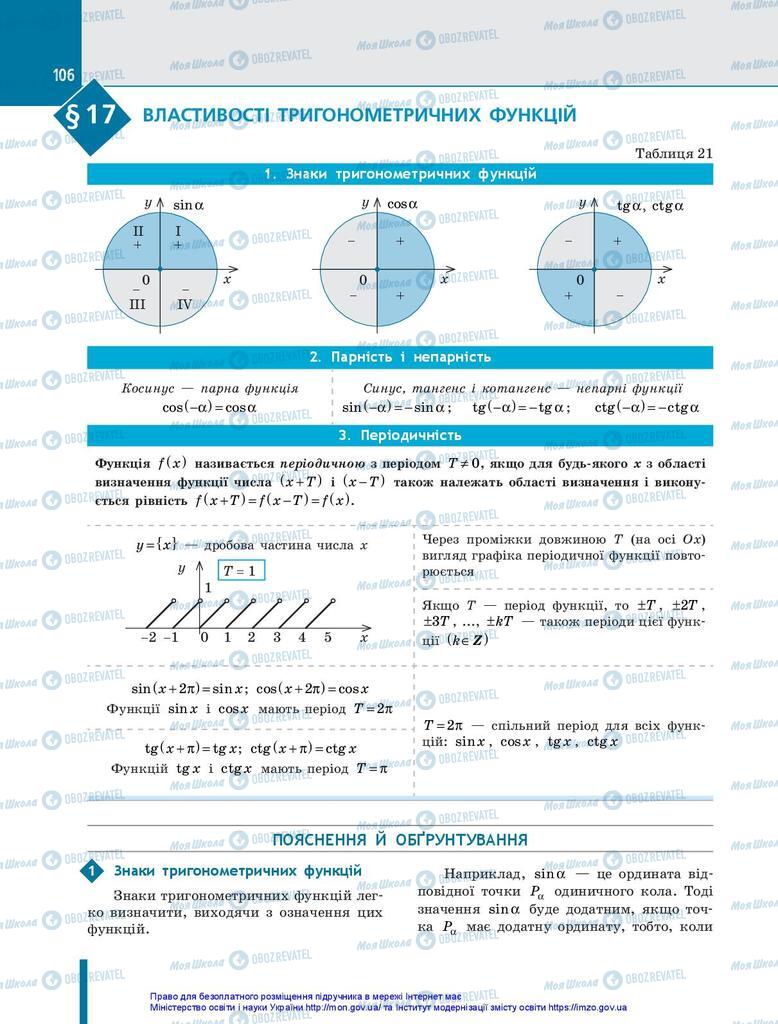 Підручники Алгебра 10 клас сторінка 106
