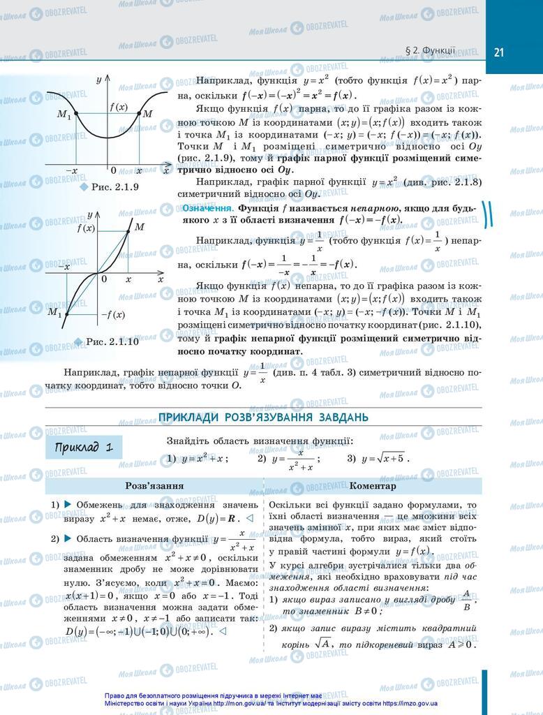 Підручники Алгебра 10 клас сторінка 21
