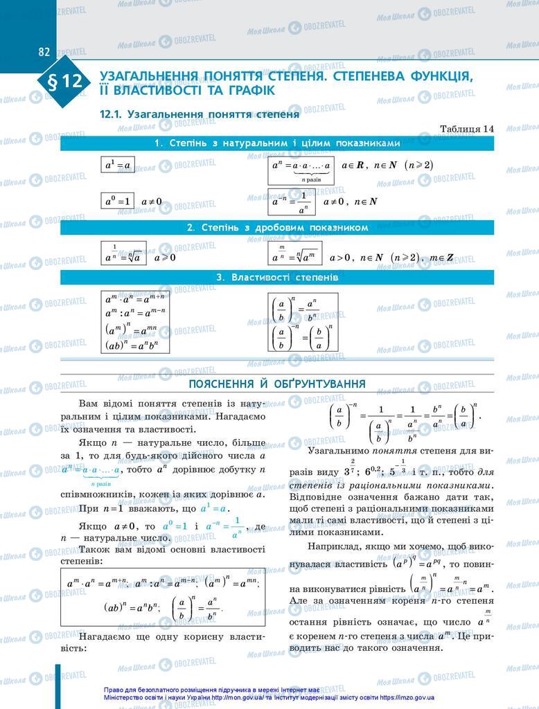 Підручники Алгебра 10 клас сторінка 82