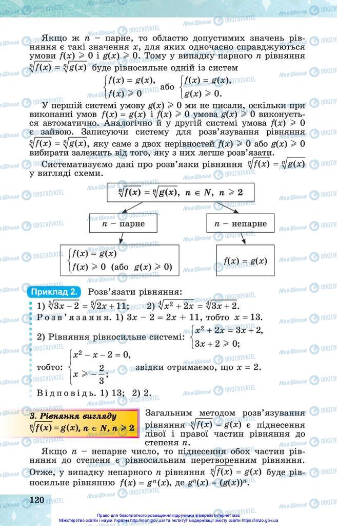 Підручники Алгебра 10 клас сторінка 120