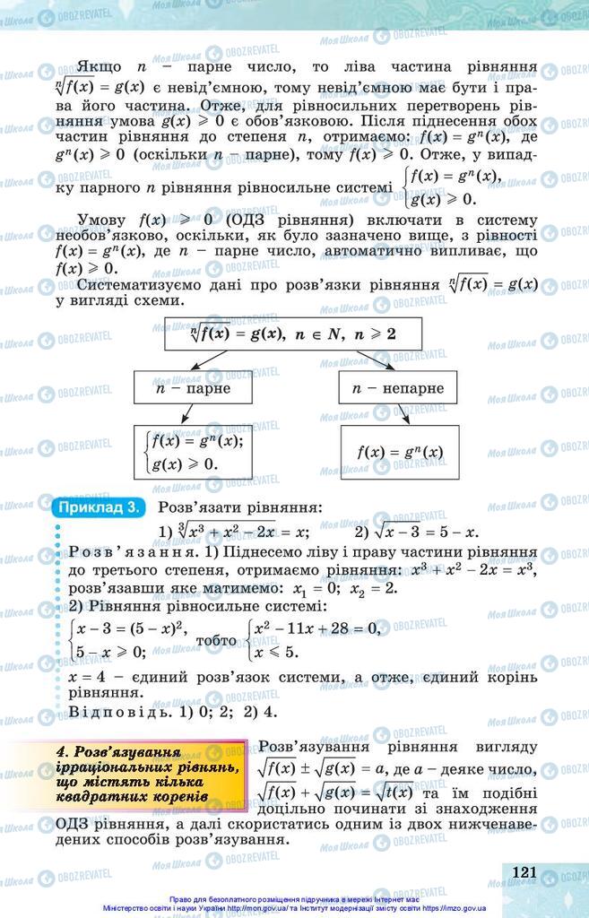 Підручники Алгебра 10 клас сторінка 121