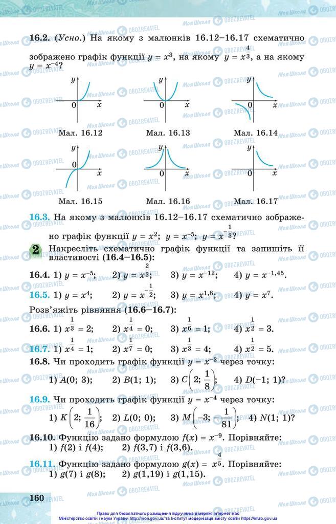 Підручники Алгебра 10 клас сторінка 160