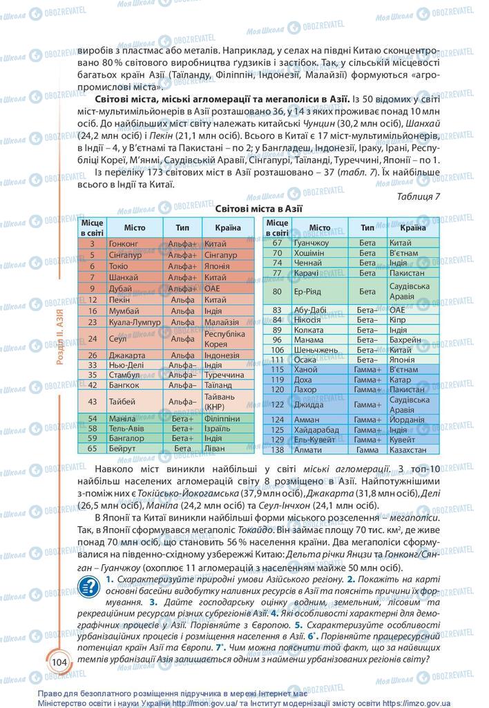 Учебники География 10 класс страница 104