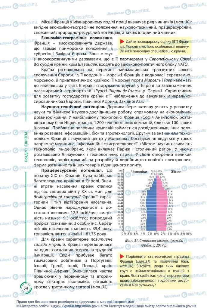 Підручники Географія 10 клас сторінка 54