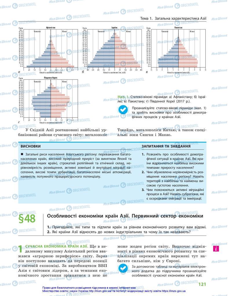 Підручники Географія 10 клас сторінка 121