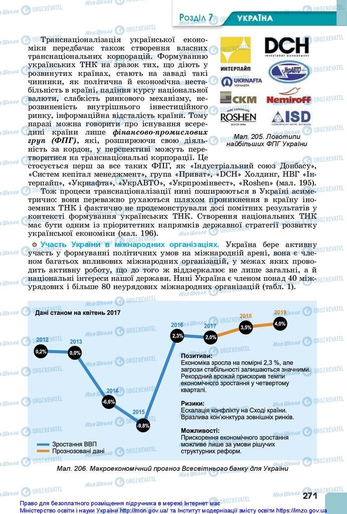 Підручники Географія 10 клас сторінка 271