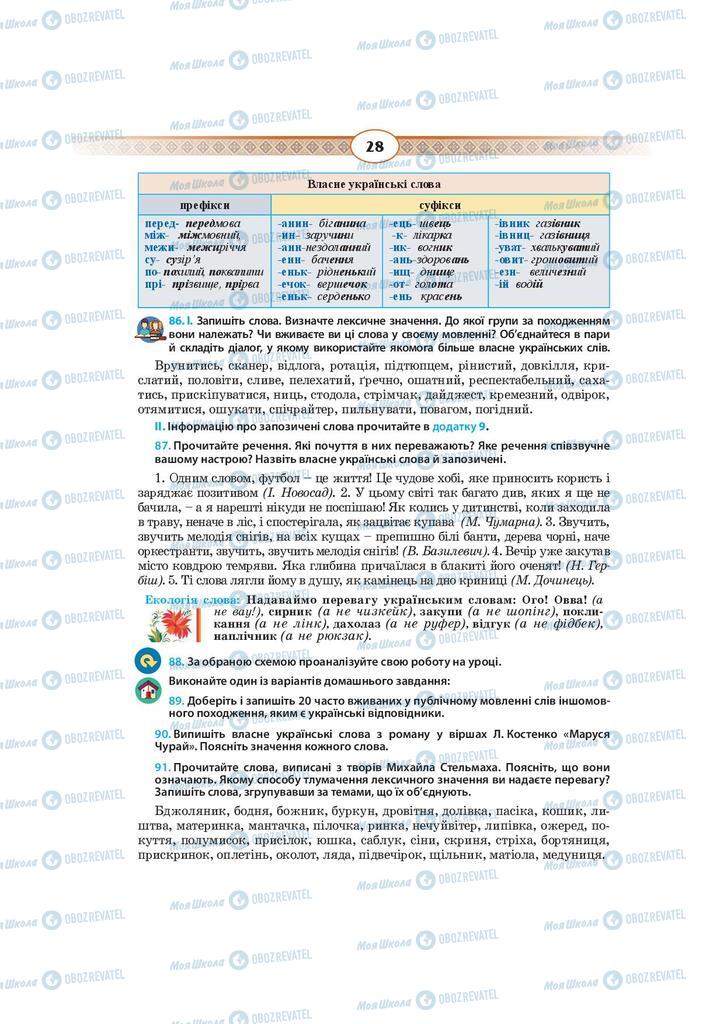 Учебники Укр мова 10 класс страница 28