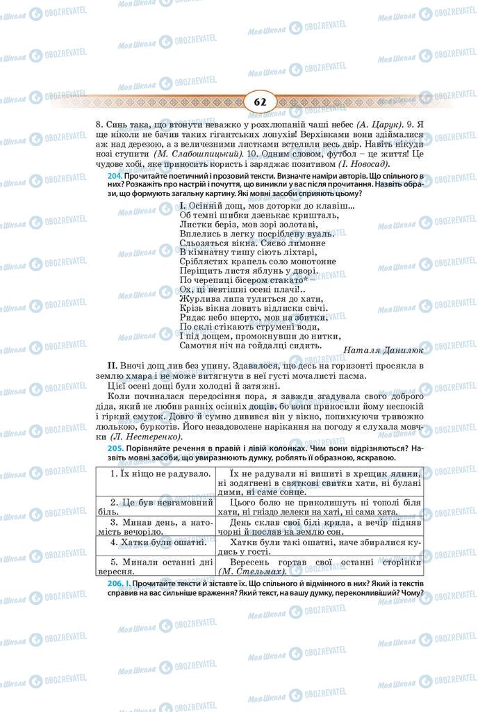 Учебники Укр мова 10 класс страница 62