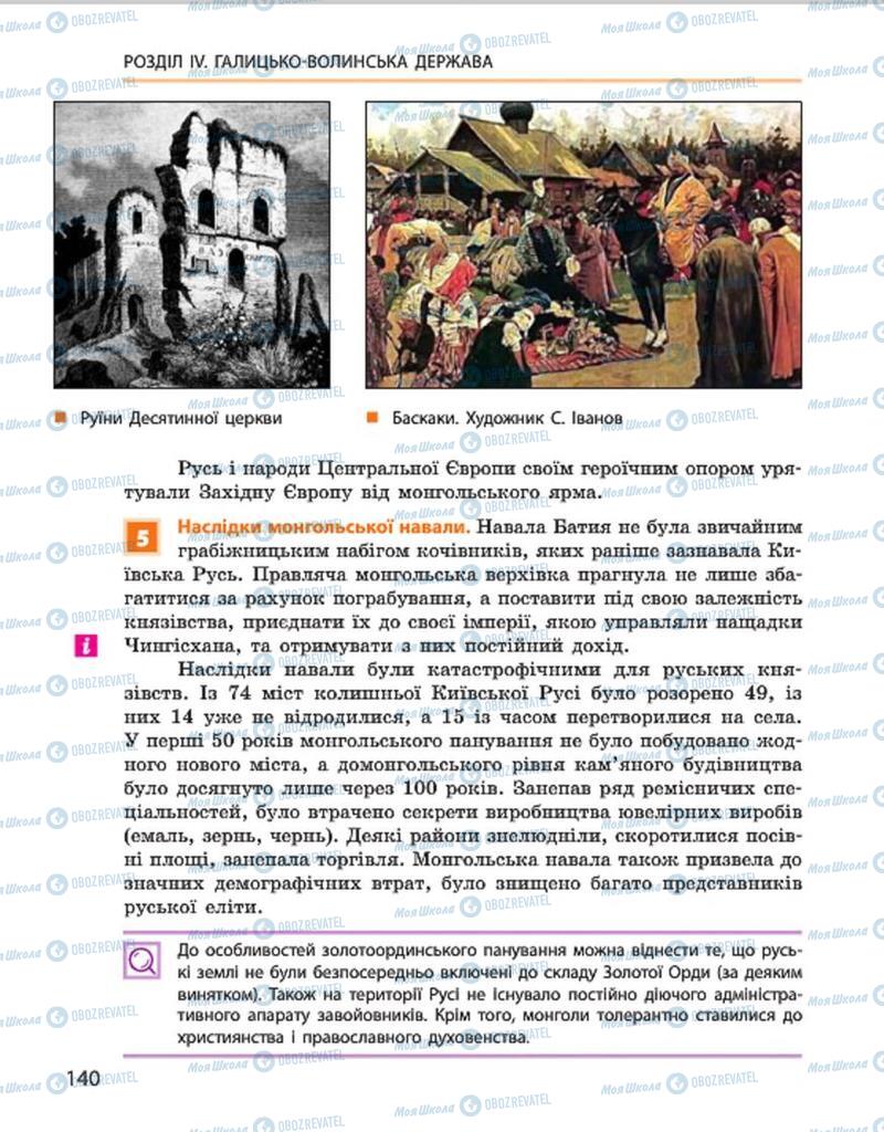 Підручники Історія України 7 клас сторінка 140