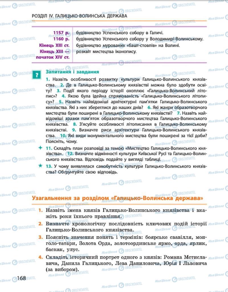 Підручники Історія України 7 клас сторінка 168