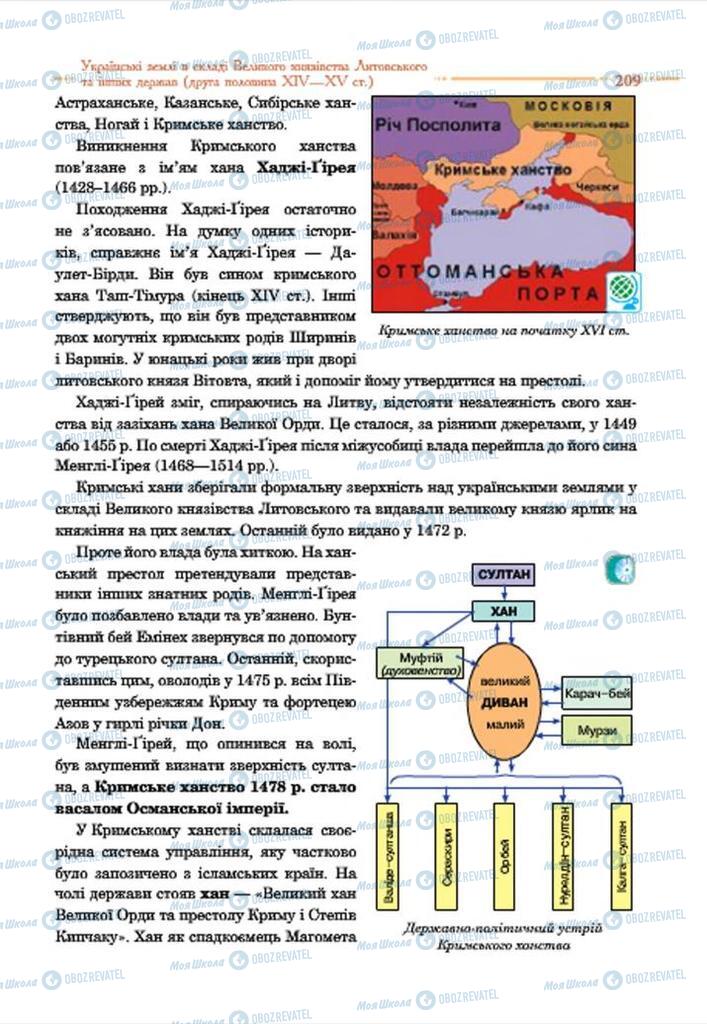 Підручники Історія України 7 клас сторінка 209