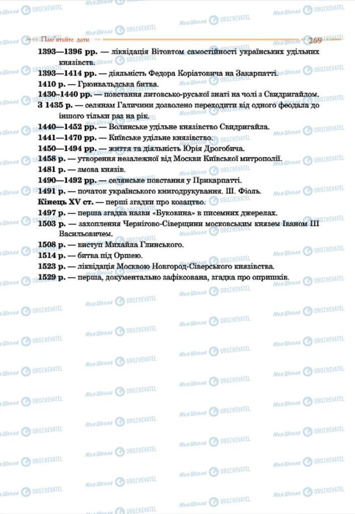 Учебники История Украины 7 класс страница 269