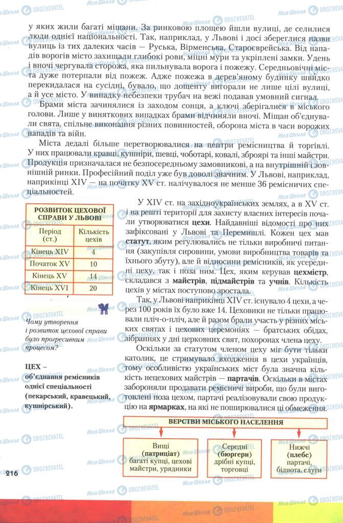 Учебники История Украины 7 класс страница 216