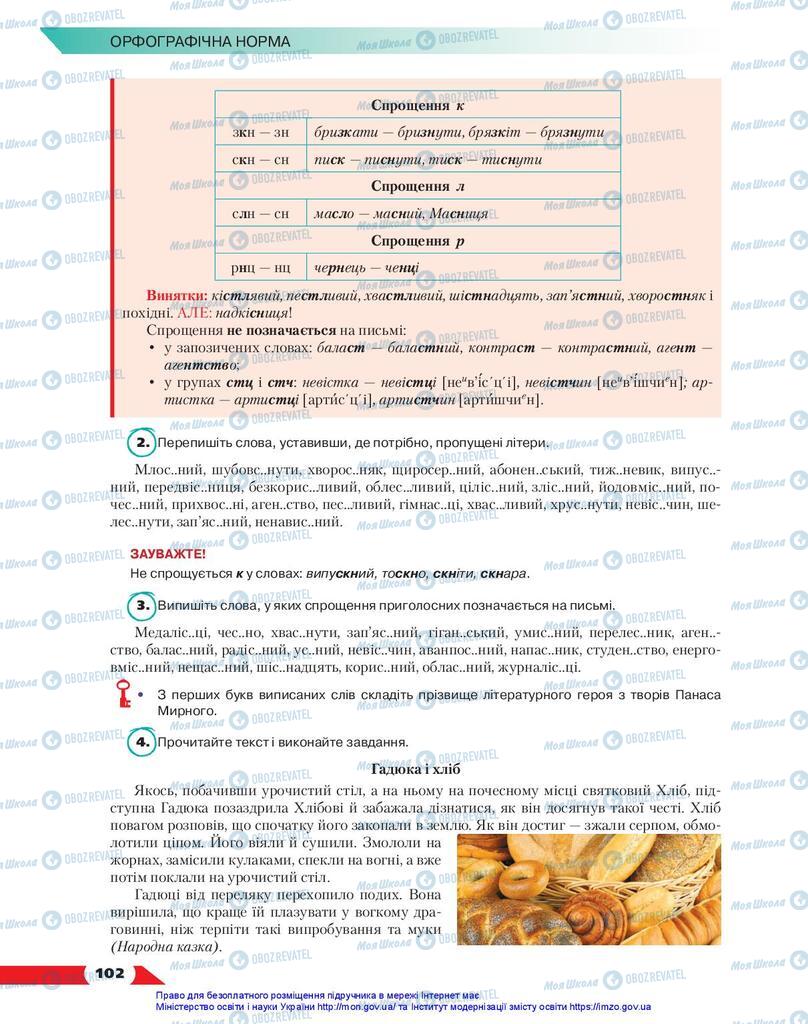 Підручники Українська мова 10 клас сторінка 102