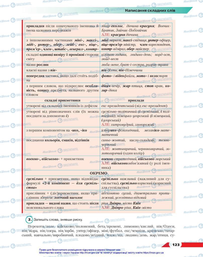 Учебники Укр мова 10 класс страница 123