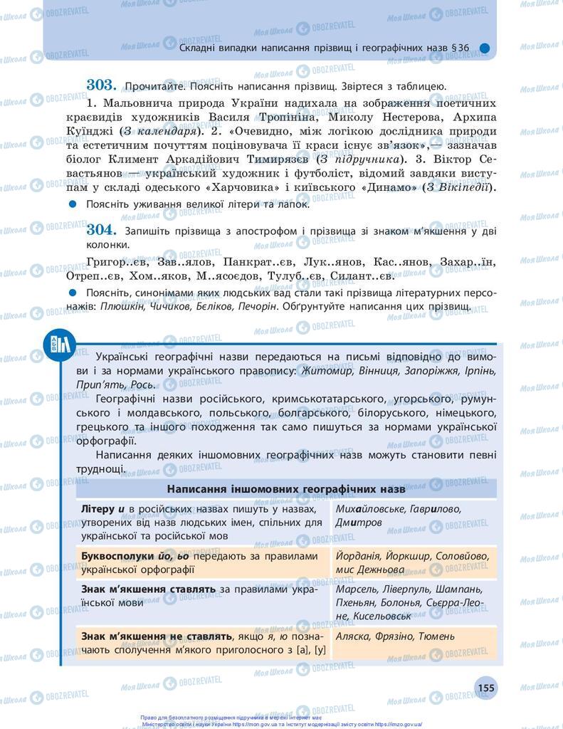 Учебники Укр мова 10 класс страница 155