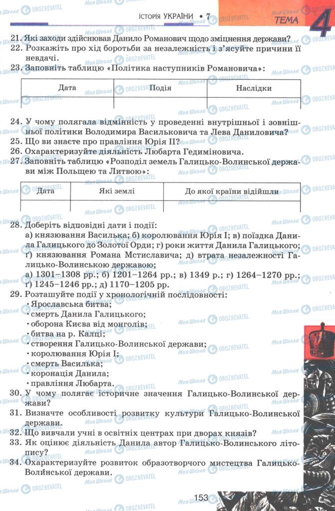 Підручники Історія України 7 клас сторінка 153