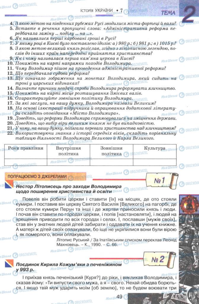 Підручники Історія України 7 клас сторінка 49