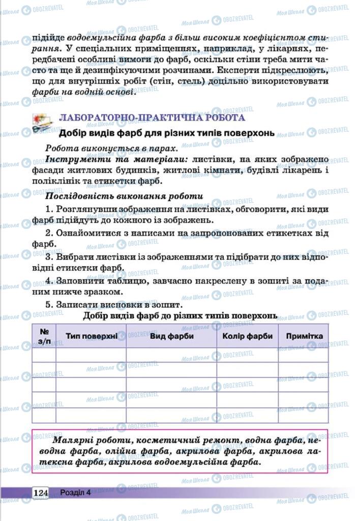 Підручники Трудове навчання 7 клас сторінка 124